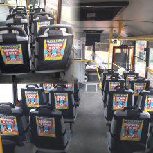 Размещение рекламы на чехлах внутри салонов автобусов